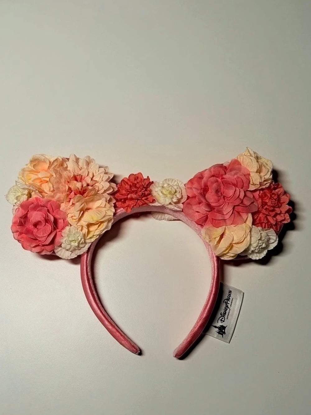 Disney Floral Mouse Ear Headband in Pink & Red Like New